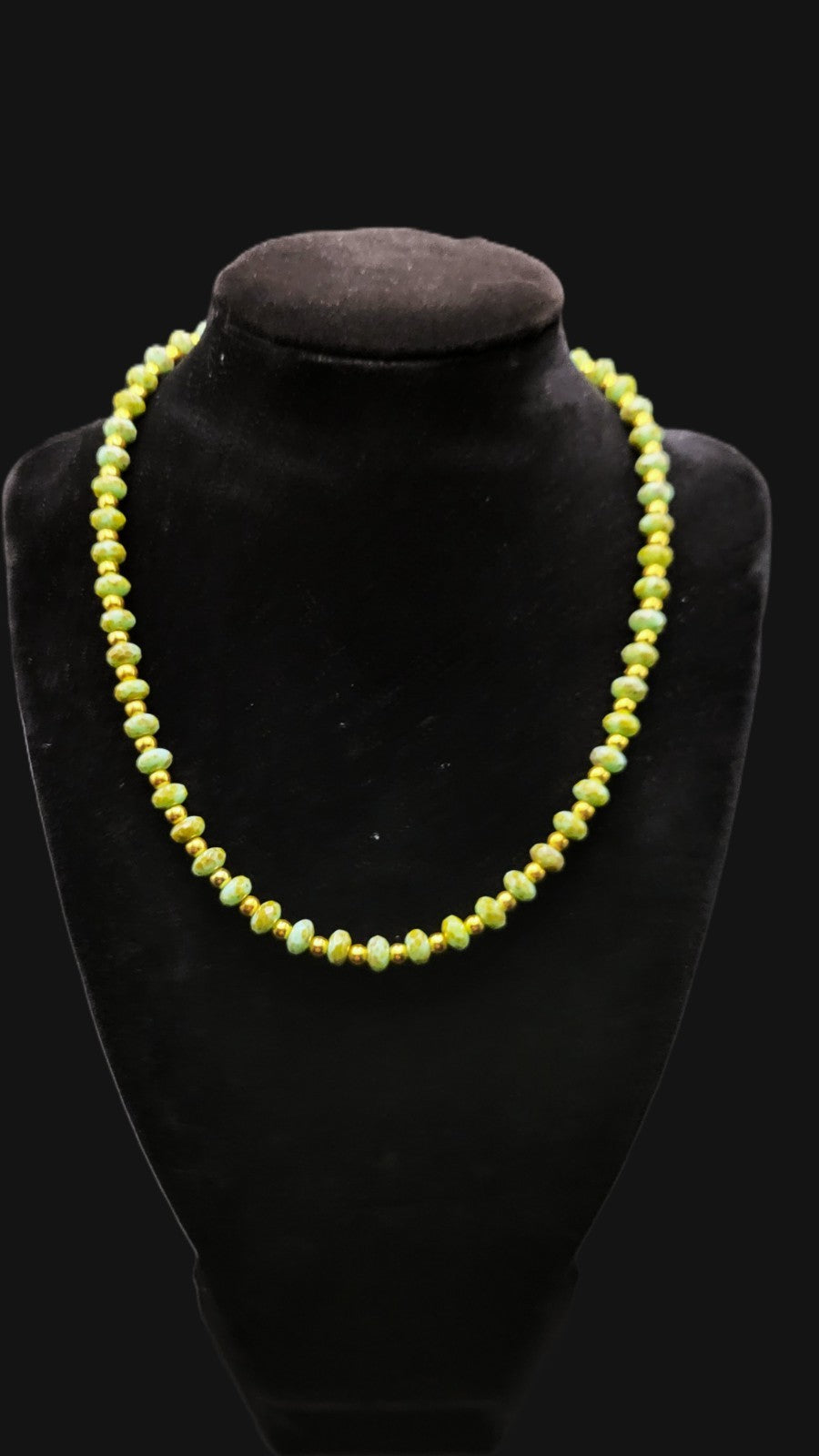 Uranium UV Czech Picasso Teal Fire Polished Glass Beads 16" Necklace