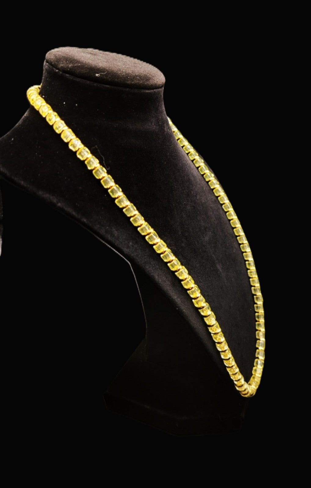 UV Glow Uranium Czech Glass Bead Unisex 22" Necklace with 18K Gold Plated Spacers!!!!!!!