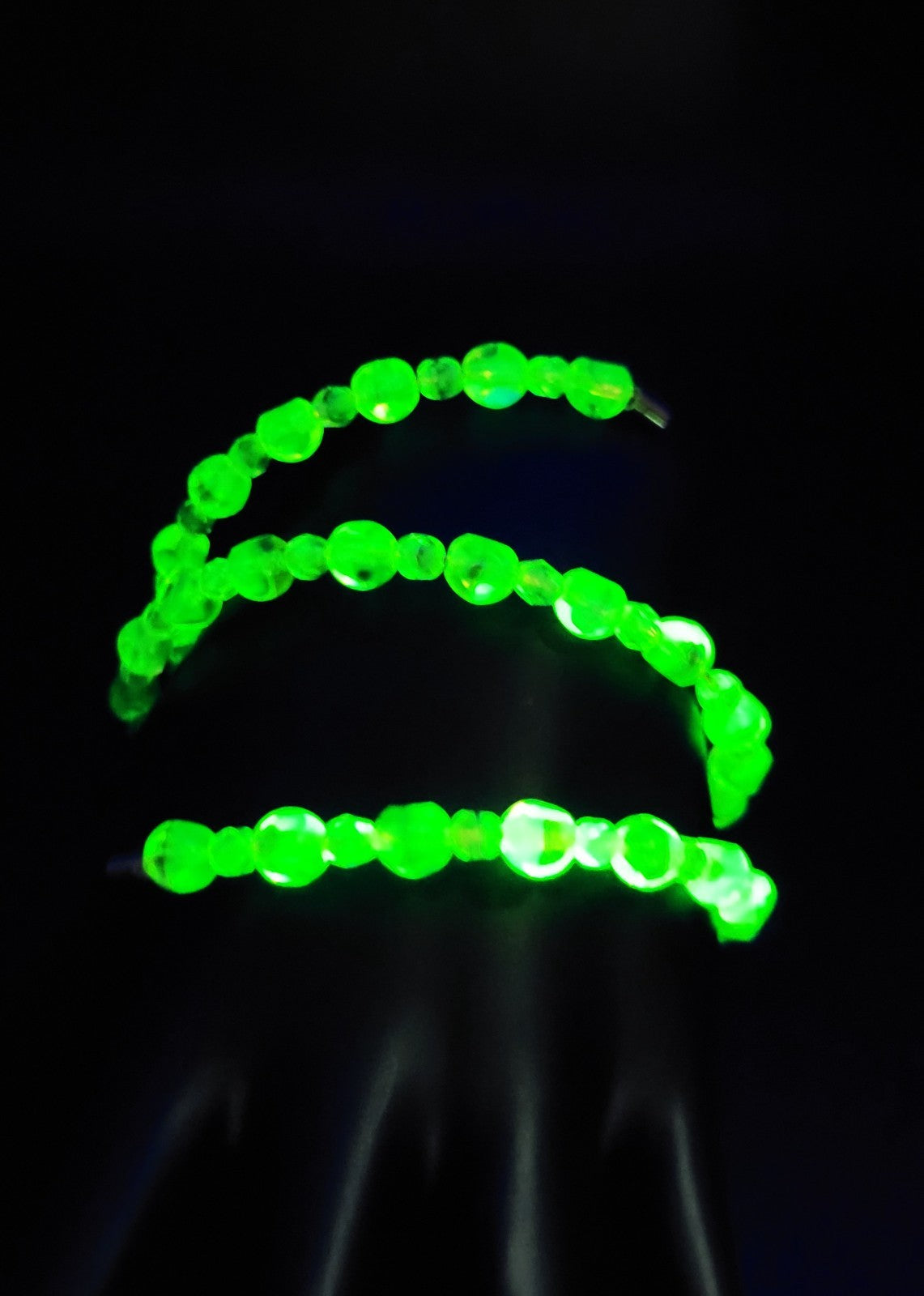 Uranium UV Reactive Vintage Czech glass beads loose 2.5 wrap coil bracelet 8"wrist