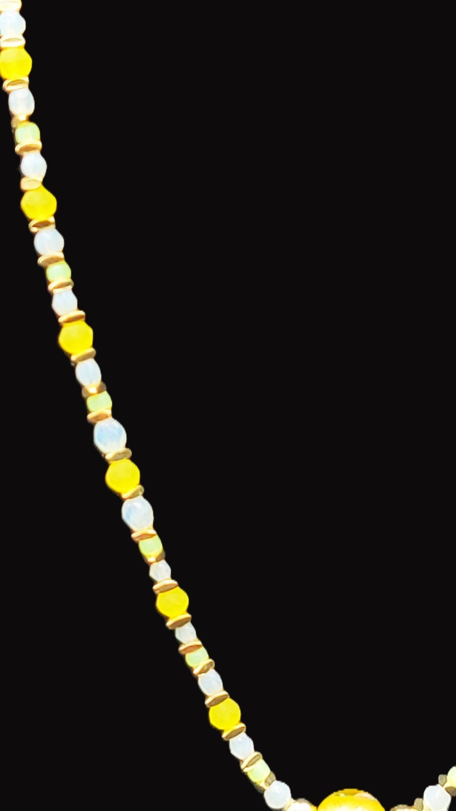 Uranium White and Green Glass Beads, UV Reactive Myuki Bead 16" Necklace