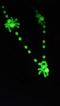 UV Glow Uranium Glass Bead Spider Necklace Silver Tone,  Hand Wired 16" Necklace