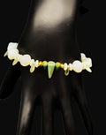 Uranium Glass Czech Fivre Beads with Yellow Daggers & Bohemian Glass Beads Cable Chain 7" Bracelet