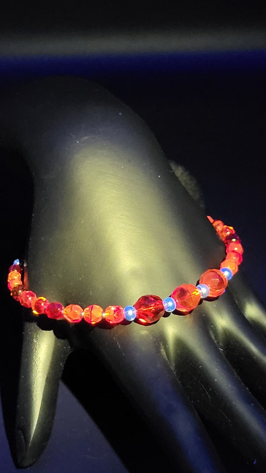 UV Reactive Cadmium Vintage 1950's Red Graduating 6.5" w/2" extender Bracelet